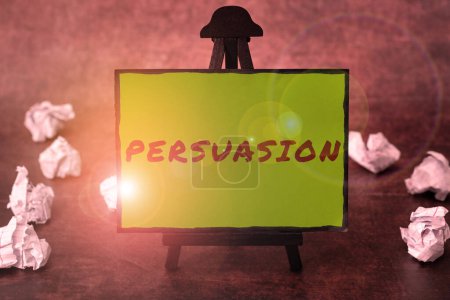 Foto de Exhibición conceptual Persuasión, Concepto que significa la acción o el hecho de persuadir a alguien o de ser persuadido a hacer - Imagen libre de derechos