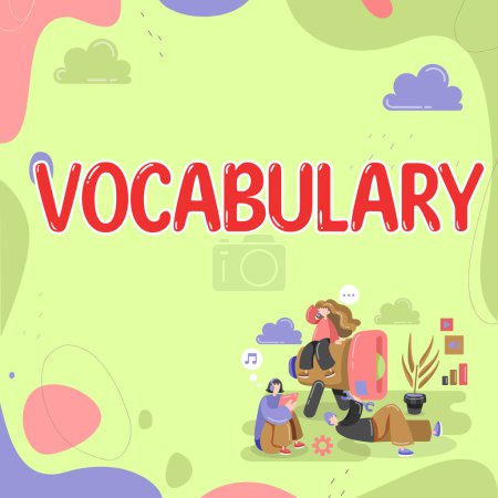 Photo for Conceptual caption Vocabulary, Internet Concept collection of words and phrases alphabetically arranged and explained or defined - Royalty Free Image