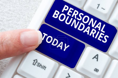 Photo for Text caption presenting Personal Boundaries, Word for something that indicates limit or extent in interaction with personality - Royalty Free Image