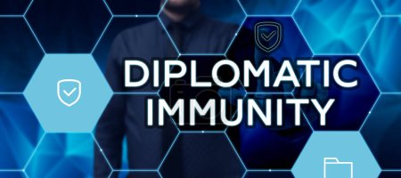 Photo for Inspiration showing sign Diplomatic Immunity, Business concept law that gives foreign diplomats special rights in the country they are working - Royalty Free Image