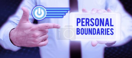 Photo for Text sign showing Personal Boundaries, Business approach something that indicates limit or extent in interaction with personality - Royalty Free Image