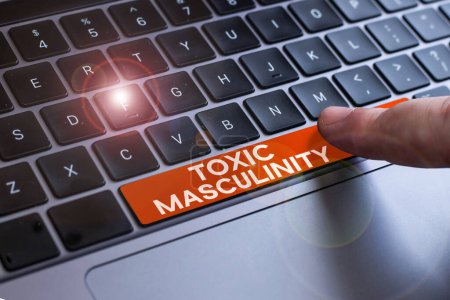 Photo for Text sign showing Toxic Masculinity, Word Written on describes narrow repressive type of ideas about the male gender role - Royalty Free Image