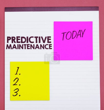 Foto de Text sign showing Predictive Maintenance, Word for Predict when Equipment Failure condition might occur - Imagen libre de derechos