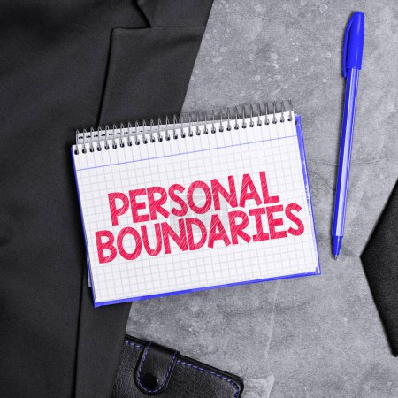 Photo for Hand writing sign Personal Boundaries, Business idea something that indicates limit or extent in interaction with personality - Royalty Free Image