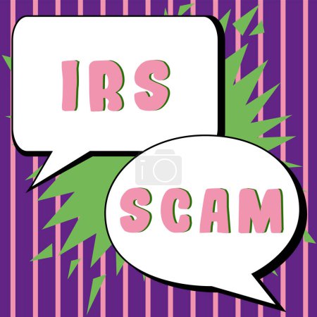 Téléchargez les photos : Conceptual display Irs Scam, Word for targeted taxpayers by pretending to be Internal Revenue Service - en image libre de droit