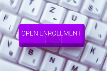 Photo for Sign displaying Open Enrollment, Word Written on The yearly period when people can enroll an insurance - Royalty Free Image