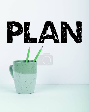 Photo for Sign displaying Plan, Word for Start of a detailed proposal of doing or achieving something - Royalty Free Image