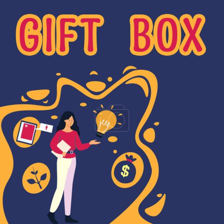 Foto de Texto de escritura Caja de regalo, Concepto de Internet Un pequeño cointainer con diseños capaces de manejar regalos - Imagen libre de derechos