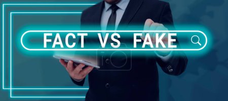 Photo for Writing displaying text Fact Vs Fake, Business showcase Is it true or is false doubt if something is real authentic - Royalty Free Image