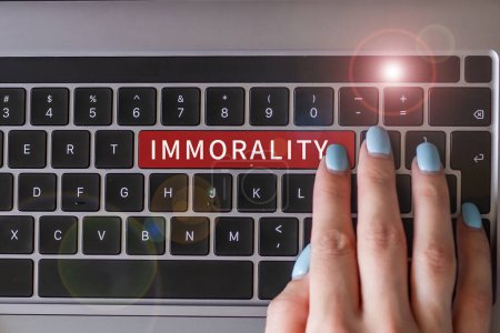 Photo for Conceptual display Immorality, Internet Concept the state or quality of being immoral, wickedness - Royalty Free Image