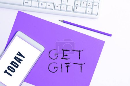 Foto de Text sign showing Get Gift, Concept meaning something that you give without getting anything in return - Imagen libre de derechos