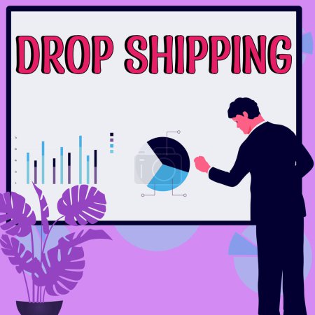 Téléchargez les photos : Text sign showing Drop Shipping, Business overview to send goods from a manufacturer directly to a customer instead of to the retailer - en image libre de droit