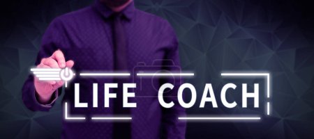 Photo for Sign displaying Life Coach, Word Written on A person who advices clients how to solve their problems or goals - Royalty Free Image