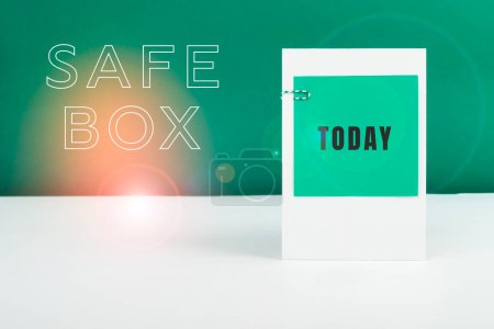 Photo for Hand writing sign Safe Box, Conceptual photo A small structure where you can keep important or valuable things - Royalty Free Image