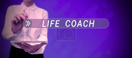 Téléchargez les photos : Conceptual display Life Coach, Business showcase A person who advices clients how to solve their problems or goals - en image libre de droit