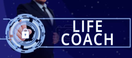 Photo for Inspiration showing sign Life Coach, Business approach A person who advices clients how to solve their problems or goals - Royalty Free Image
