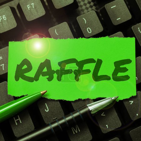 Photo for Inspiration showing sign Raffle, Business idea means of raising money by selling numbered tickets offer as prize - Royalty Free Image