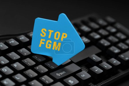 Photo for Writing displaying text Stop Fgm, Business overview Put an end on female genital cutting and female circumcision - Royalty Free Image