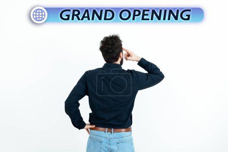 Photo for Inspiration showing sign Grand Opening, Conceptual photo Ribbon Cutting New Business First Official Day Launching - Royalty Free Image