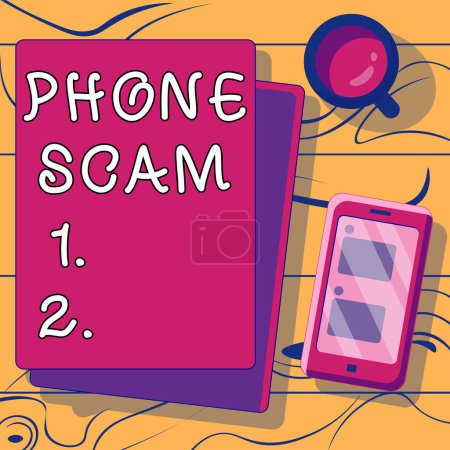 Photo for Text showing inspiration Phone Scam, Conceptual photo getting unwanted calls to promote products or service Telesales - Royalty Free Image