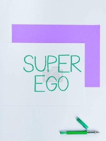 Foto de Text sign showing Super Ego, Internet Concept The I or self of any person that is empowering his whole soul - Imagen libre de derechos