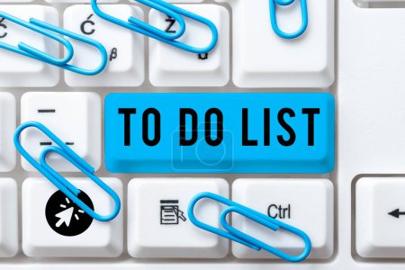 Foto de Text sign showing To Do List, Internet Concept A structure that usually made in paper containing task of yours - Imagen libre de derechos