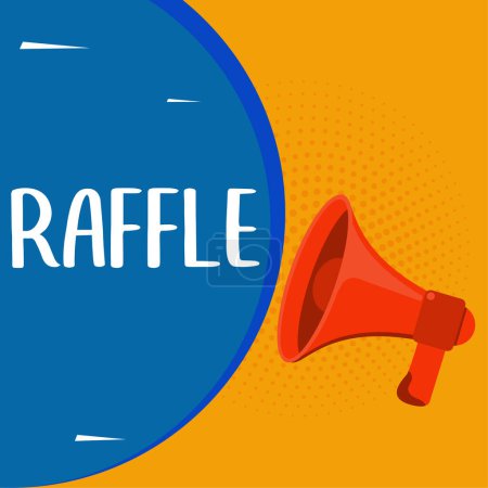 Photo for Text showing inspiration Raffle, Business approach means of raising money by selling numbered tickets offer as prize - Royalty Free Image