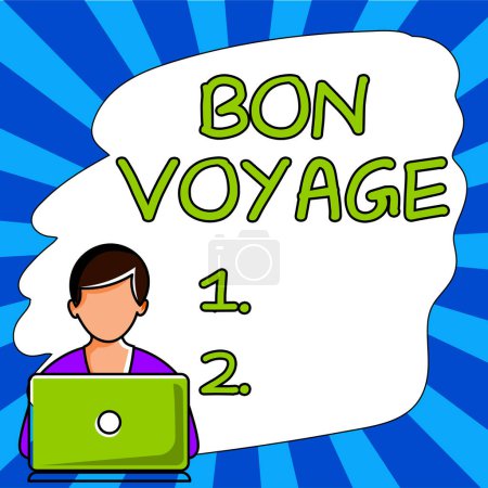 Foto de Text caption presenting Bon Voyage, Word Written on Used express good wishes to someone about set off on journey - Imagen libre de derechos