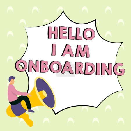 Foto de Inspiration showing sign Hello I Am Onboarding, Business showcase Action Process of integrating a new employee into an organization - Imagen libre de derechos