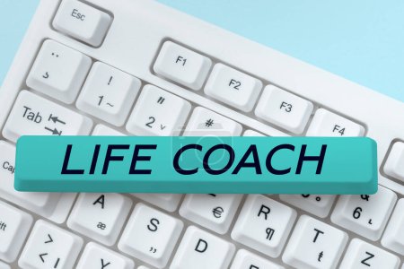 Photo for Hand writing sign Life Coach, Concept meaning A person who advices clients how to solve their problems or goals - Royalty Free Image