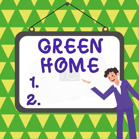 Foto de Hand writing sign Green Home, Business overview An area filled with plants and trees where you can relax - Imagen libre de derechos