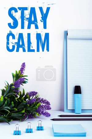 Photo for Conceptual caption Stay Calm, Word Written on Maintain in a state of motion smoothly even under pressure - Royalty Free Image
