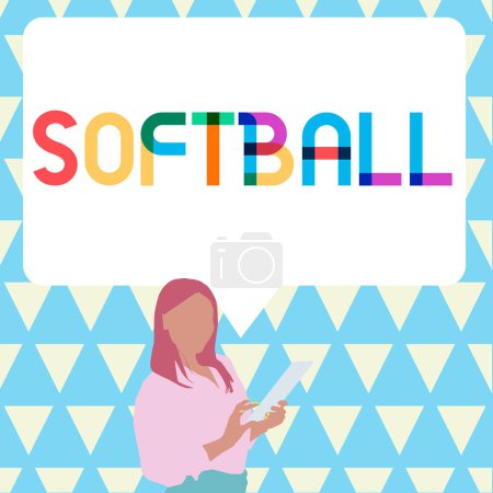 Foto de Señal que muestra Softbol, Concepto que significa un deporte similar al béisbol jugado con una pelota y bate - Imagen libre de derechos