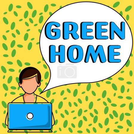 Foto de Writing displaying text Green Home, Internet Concept An area filled with plants and trees where you can relax - Imagen libre de derechos