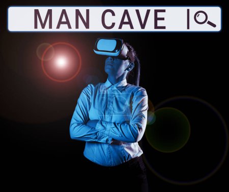 Foto de Exhibición conceptual Cueva del hombre, palabra escrita en una habitación, espacio o área de una vivienda reservada para una persona masculina - Imagen libre de derechos