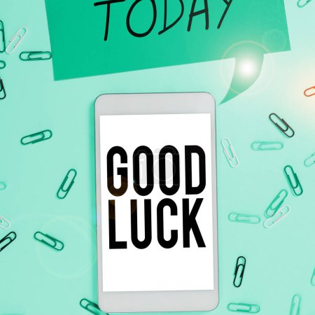Photo for Text sign showing Good Luck, Business showcase A positive fortune or a happy outcome that a person can have - Royalty Free Image