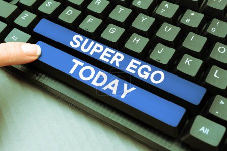 Foto de Text caption presenting Super Ego, Concept meaning The I or self of any person that is empowering his whole soul - Imagen libre de derechos