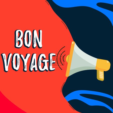 Foto de Writing displaying text Bon Voyage, Business concept Used express good wishes to someone about set off on journey - Imagen libre de derechos