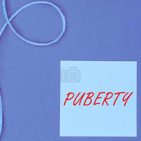 Photo for Text showing inspiration Puberty, Business concept the period of becoming first capable of reproducing sexually - Royalty Free Image