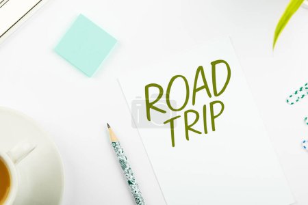 Photo for Text showing inspiration Road Trip, Business idea Roaming around places with no definite or exact target location - Royalty Free Image