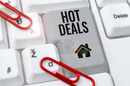 Photo for Text showing inspiration Hot Deals, Business overview An agreement through which one of the paties is offered and accept - Royalty Free Image