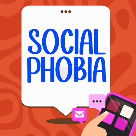 Photo for Text caption presenting Social Phobia, Word for overwhelming fear of social situations that are distressing - Royalty Free Image
