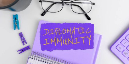 Photo for Text sign showing Diplomatic Immunity, Business overview law that gives foreign diplomats special rights in the country they are working - Royalty Free Image