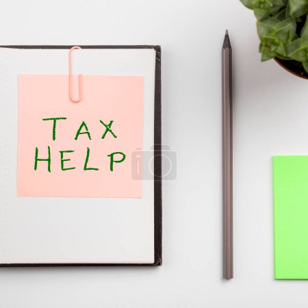 Photo for Handwriting text Tax Help, Business approach Assistance from the compulsory contribution to the state revenue - Royalty Free Image