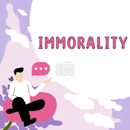 Photo for Handwriting text Immorality, Business approach the state or quality of being immoral, wickedness - Royalty Free Image