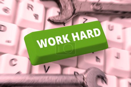 Photo for Text sign showing Work Hard, Conceptual photo Laboring that puts effort into doing and completing tasks - Royalty Free Image