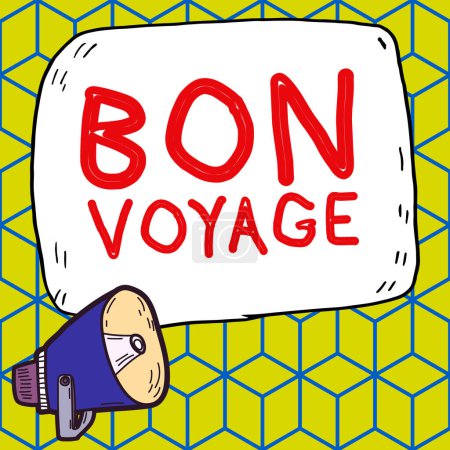 Foto de Text showing inspiration Bon Voyage, Business overview Used express good wishes to someone about set off on journey - Imagen libre de derechos