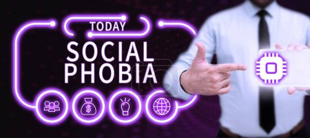 Photo for Text showing inspiration Social Phobia, Business overview overwhelming fear of social situations that are distressing - Royalty Free Image