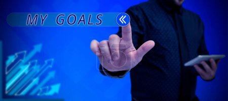 Photo for Inspiration showing sign My Goals, Word for Future or desired result that a person commits to achieve - Royalty Free Image