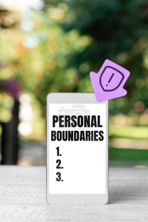 Foto de Handwriting text Personal Boundaries, Business showcase something that indicates limit or extent in interaction with personality - Imagen libre de derechos